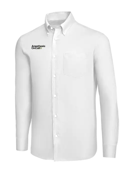 Brooks Brothers White Wrinkle-Free Stretch Nailhead Shirt w/Anesthesia OnCall Logo