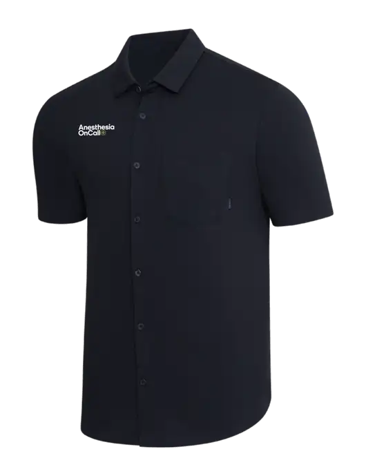 OGIO Black Extend Short Sleeve Button Up Shirt w/Anesthesia OnCall Logo