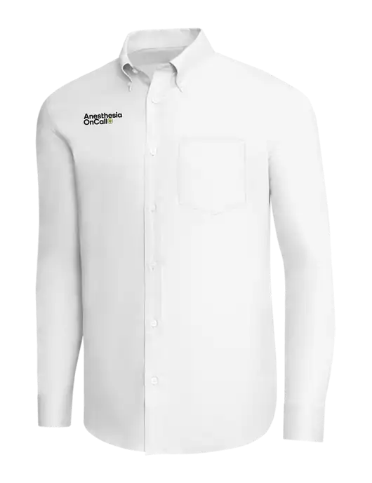 Brooks Brothers White Wrinkle-Free Stretch Pinpoint Shirt w/Anesthesia OnCall Logo