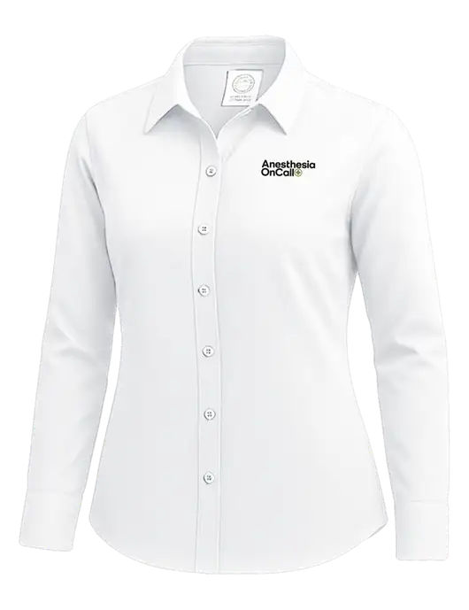 Brooks Brothers Womens White Wrinkle-Free Stretch Nailhead Shirt w/Anesthesia OnCall Logo
