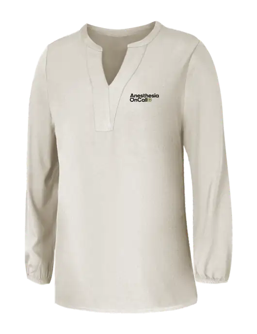 Mercer+Mettle Womens Ivory Stretch Crepe 3/4 Sleeve Blouse w/Anesthesia OnCall Logo