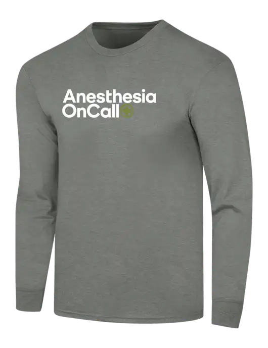 Simply Soft Long Sleeve Heathered Charcoal 4.5 oz, Poly/Combed Ring Spun Cotton T-Shirt w/Anesthesia OnCall Logo
