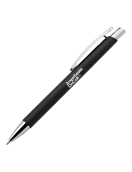 Malay Black Ballpoint Pen - Blue Ink w/Anesthesia OnCall Logo