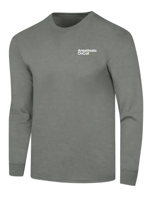 Simply Soft Long Sleeve Heathered Charcoal 4.5 oz, Poly/Combed Ring Spun Cotton T-Shirt w/Anesthesia OnCall Logo