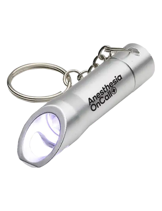 Silver Pocket LED Flashlight with Bottle Opener & Keychain w/Anesthesia OnCall Logo