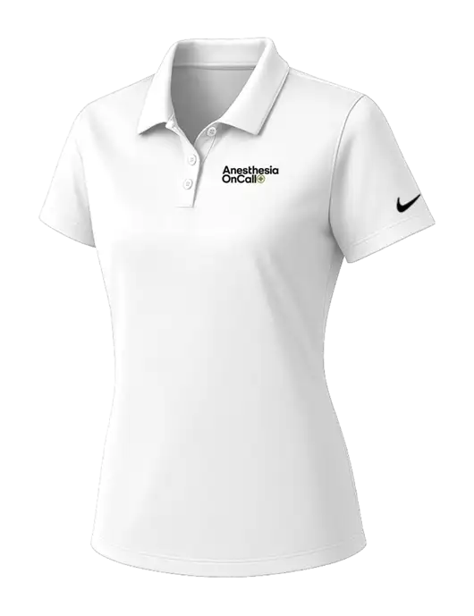 Nike Womens White Dry Essential Solid Polo w/Anesthesia OnCall Logo