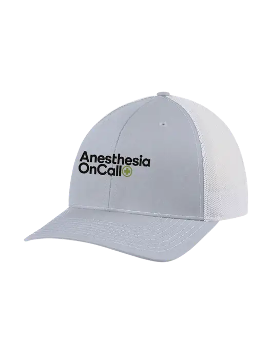 Richardson Adjustable Snapback Original 112 Trucker Cap Light Heather Grey w/White Mesh w/Anesthesia OnCall Logo