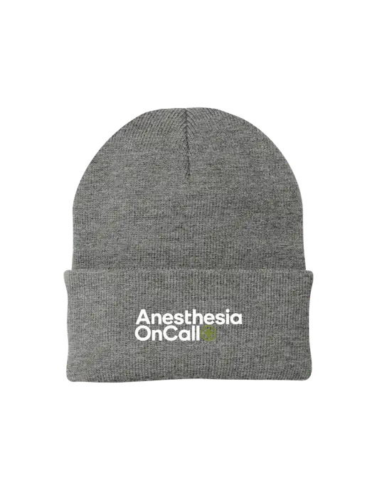 Medium Grey Heather Knit Cap w/Anesthesia OnCall Logo