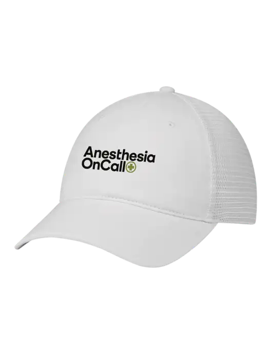 Richardson 111 Garment Washed Trucker Cap White w/White Mesh w/Anesthesia OnCall Logo
