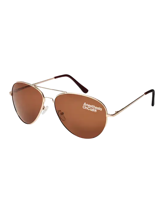 Aviator Coffee Brown with Gold Sunglasses  w/Anesthesia OnCall Logo