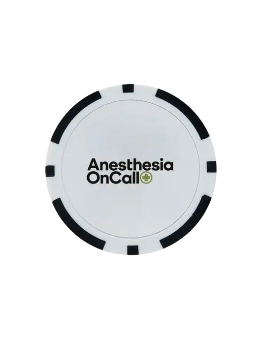 Black Poker Chip Ball Marker w/Anesthesia OnCall Logo