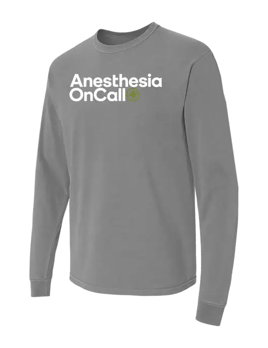 Comfort Colors Garment-Dyed Medium Grey Heavyweight Long Sleeve T-Shirt w/Anesthesia OnCall Logo