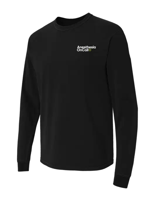 Comfort Colors Garment-Dyed Black Heavyweight Long Sleeve T-Shirt w/Anesthesia OnCall Logo