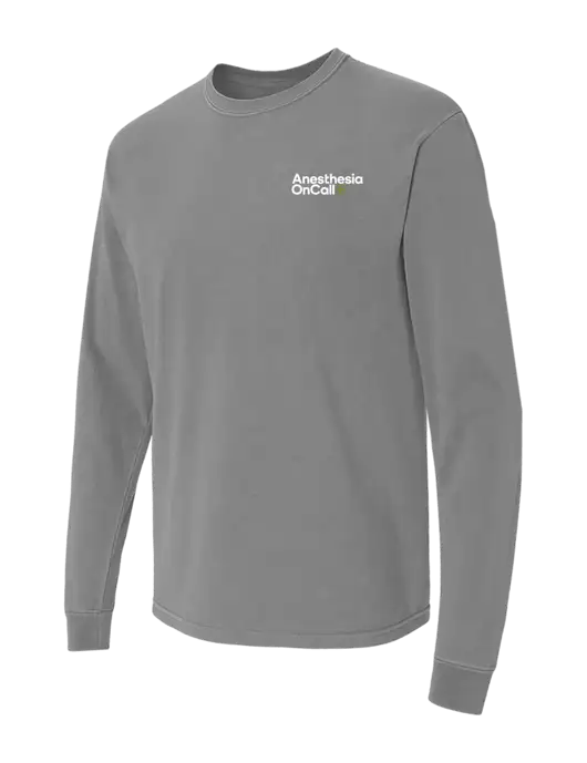 Comfort Colors Garment-Dyed Medium Grey Heavyweight Long Sleeve T-Shirt w/Anesthesia OnCall Logo