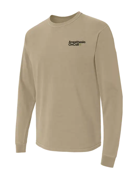 Comfort Colors Garment-Dyed Tan Heavyweight Long Sleeve T-Shirt w/Anesthesia OnCall Logo
