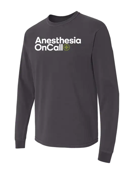 Comfort Colors Garment-Dyed Dark Grey Heavyweight Long Sleeve T-Shirt w/Anesthesia OnCall Logo