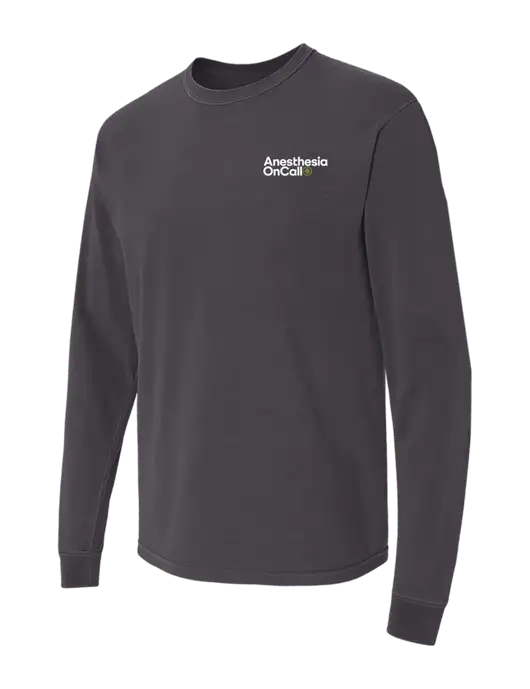 Comfort Colors Garment-Dyed Dark Grey Heavyweight Long Sleeve T-Shirt w/Anesthesia OnCall Logo