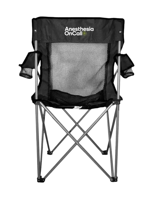 Titan Black/Black Mesh Folding Chair w/Anesthesia OnCall Logo