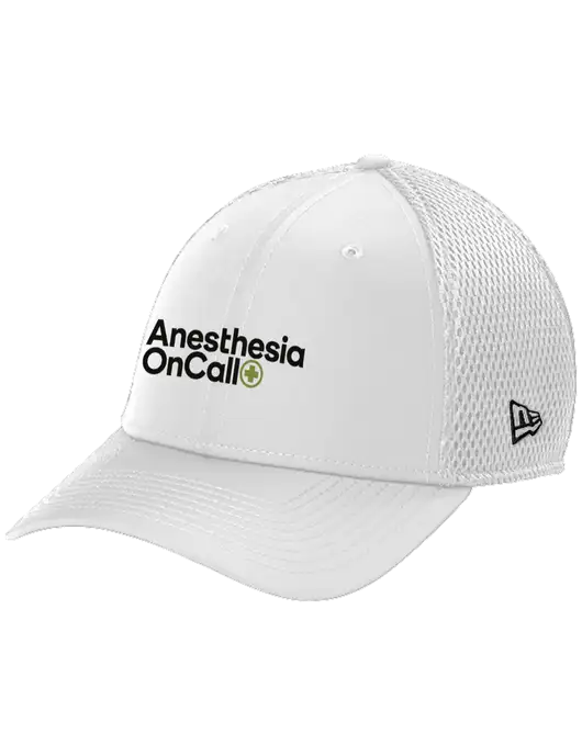 New Era 39THIRTY Performance Stretch White Mesh Cap w/Anesthesia OnCall Logo