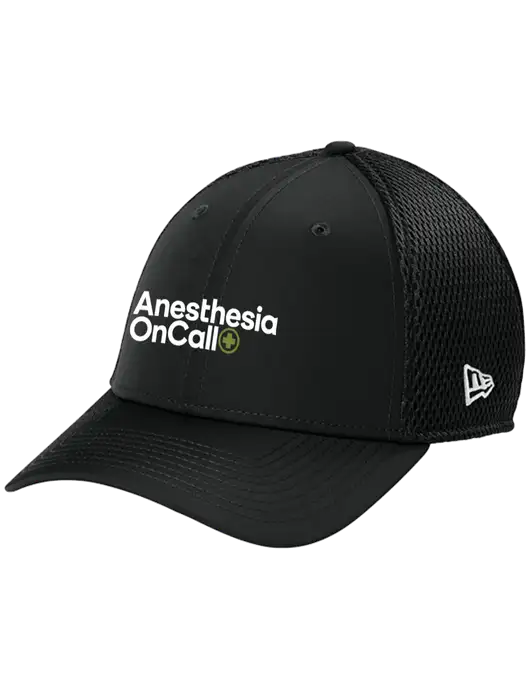 New Era 39THIRTY Performance Stretch Black Mesh Cap w/Anesthesia OnCall Logo