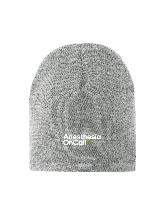 Dark Medium Grey Fleece-Lined Beanie Cap w/Anesthesia OnCall Logo
