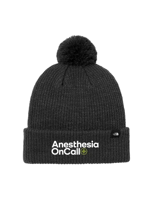 The North Face Black Heather Pom Beanie w/Anesthesia OnCall Logo