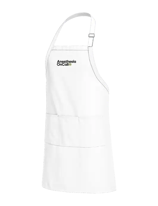 Easy Care Extra Long Bib White Apron with Stain Release w/Anesthesia OnCall Logo