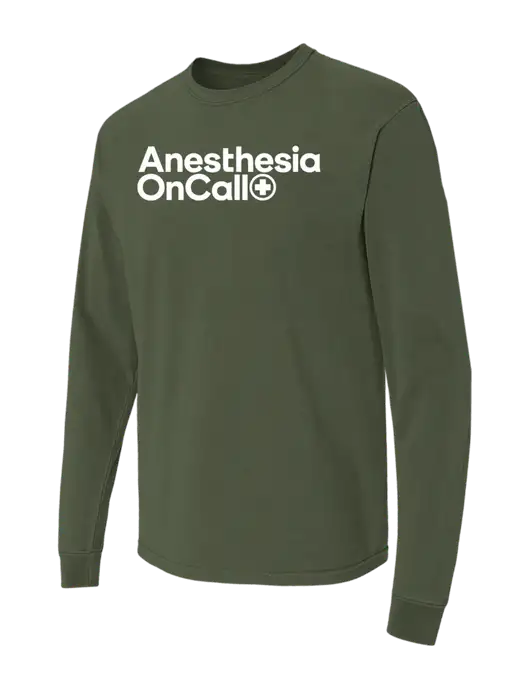 Comfort Colors Garment-Dyed Dark Olive Green Heavyweight Long Sleeve T-Shirt w/Anesthesia OnCall Logo