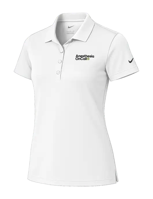 Nike Womens White Tech Basic Dri-FIT Polo
 w/Anesthesia OnCall Logo