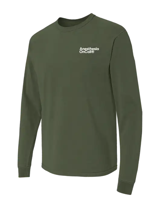 Comfort Colors Garment-Dyed Dark Olive Green Heavyweight Long Sleeve T-Shirt w/Anesthesia OnCall Logo