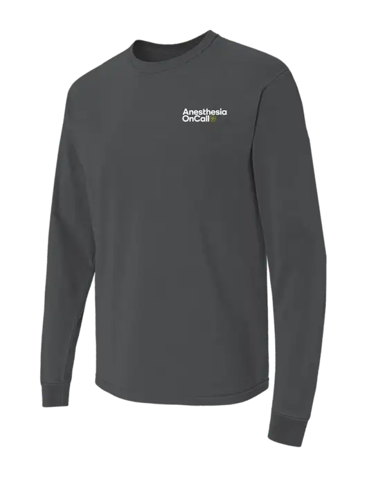 Comfort Colors Garment-Dyed Dark Grey Heather Heavyweight Long Sleeve T-Shirt w/Anesthesia OnCall Logo