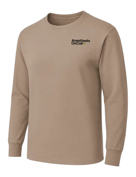 Dark Tan Heavyweight Long Sleeve 6.1 oz T-Shirt w/Anesthesia OnCall Logo
