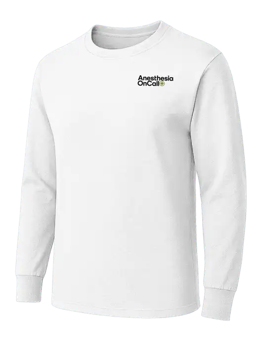 White Heavyweight Long Sleeve 6.1 oz T-Shirt w/Anesthesia OnCall Logo