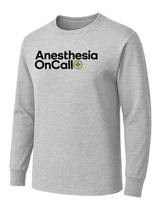 Light Grey Heather Heavyweight Long Sleeve 6.1 oz T-Shirt w/Anesthesia OnCall Logo